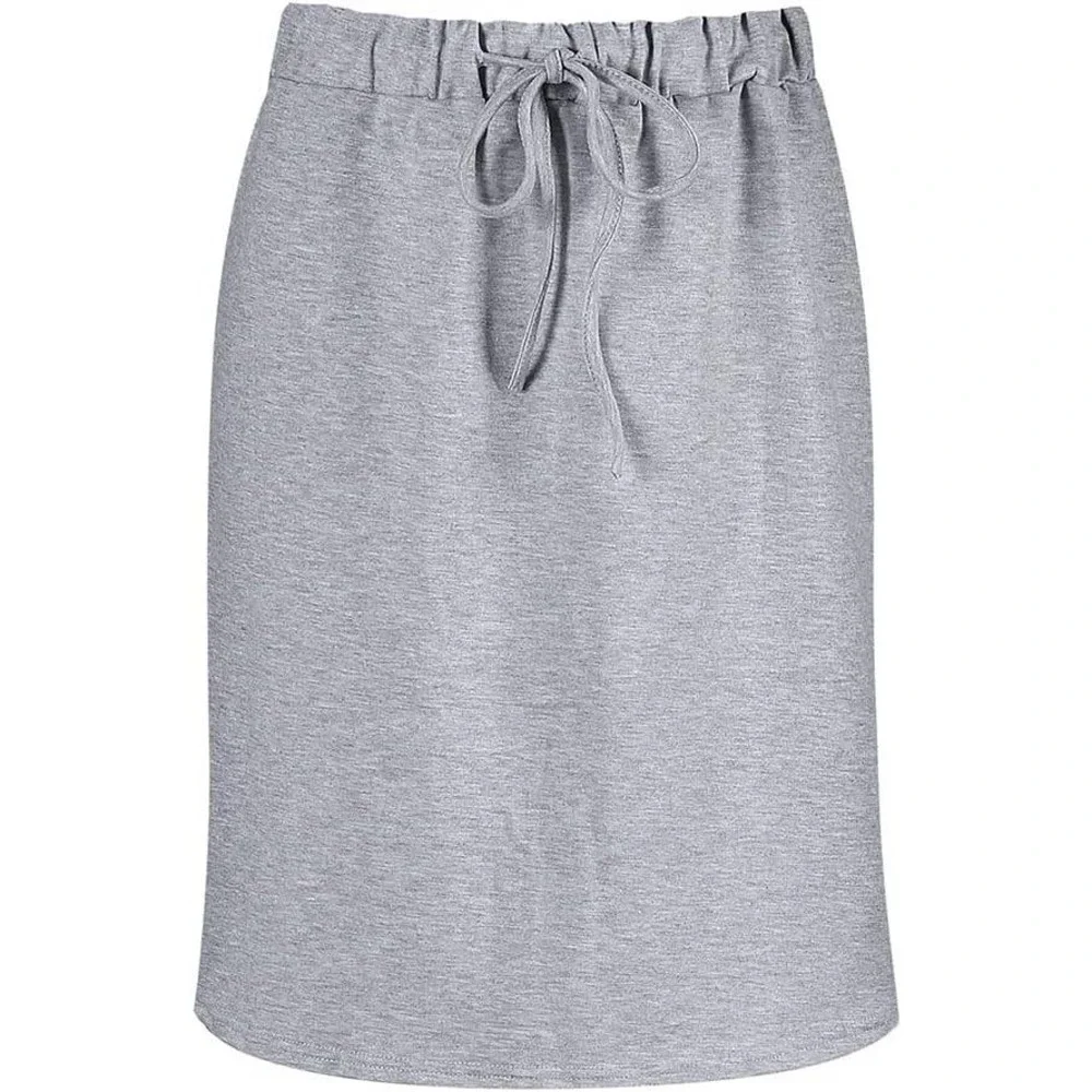Wenseny Women's S Grey Knee Length Pencil Skirts Elastic Midi Bodycon Solid